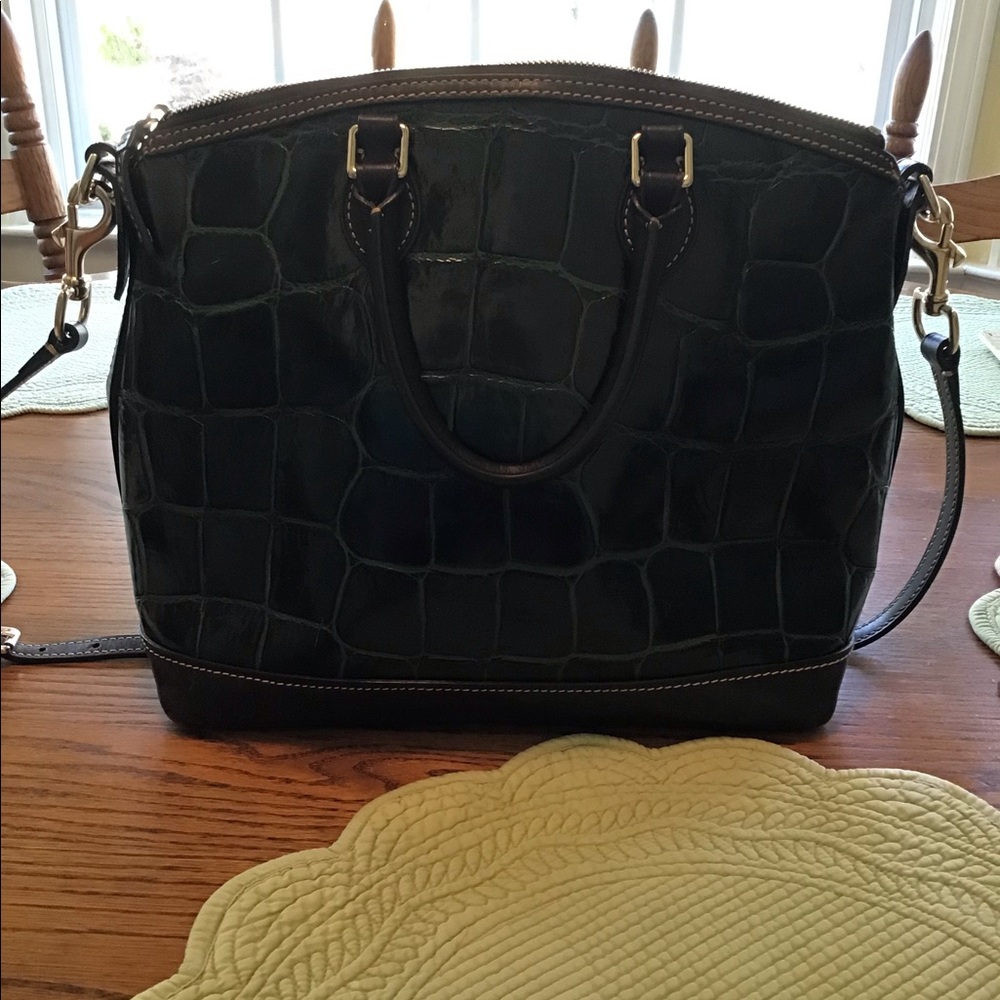 Dooney & Bourke Dillon Dark Green Crocodile tote - Picture 3 of 16